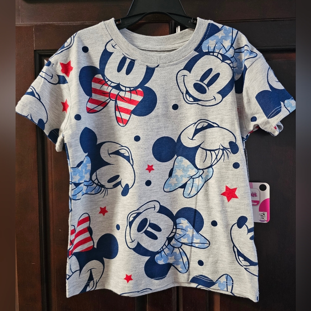 Minnie Mouse Girls Short Sleeve Americana Crewneck T-Shirt  4T  NWT
